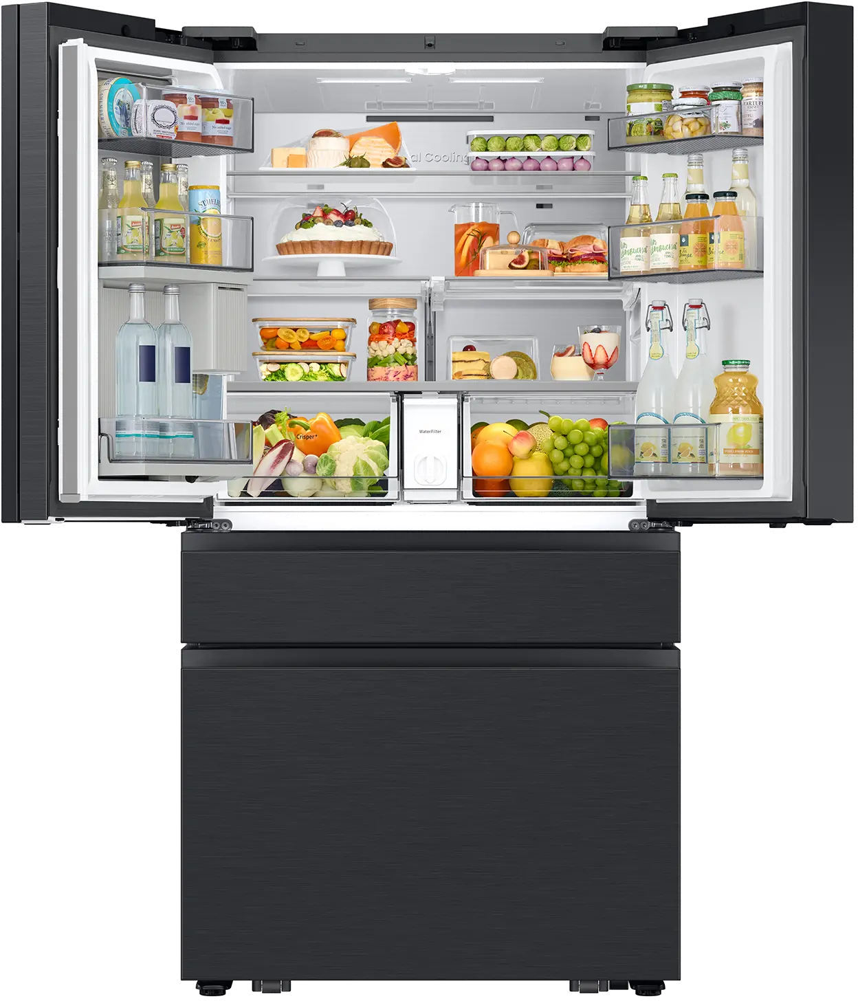 Samsung Bespoke 29 Cu Ft French Door Refrigerator - Charcoal Glass and Matte Black-13