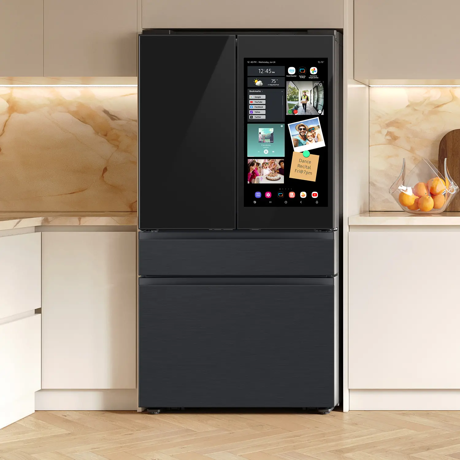 Samsung Bespoke 29 Cu Ft French Door Refrigerator - Charcoal Glass and Matte Black-2