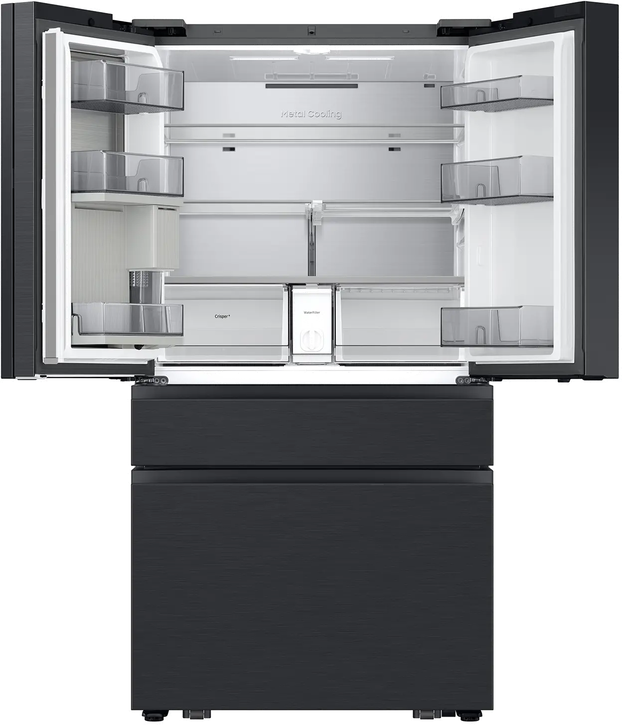 Samsung Bespoke 29 Cu Ft French Door Refrigerator - Charcoal Glass and Matte Black-4