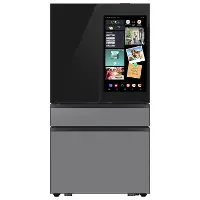 Samsung Bespoke AI 23 Cu Ft French Door Refrigerator – Counter‑Depth Charcoal Glass and Stainless Steel with AI Family Hub™+