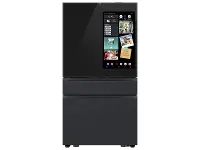 Samsung Bespoke AI 23 Cu Ft French Door Refrigerator – Counter‑Depth Charcoal Glass and Matte Black with AI Family Hub™+