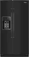WRSC5536RB Whirlpool 20.85 Cu Ft Side By Side Refrigerator - Counter Depth Black