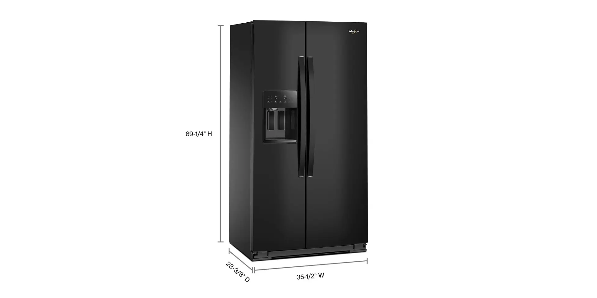 WRSC5536RB Whirlpool 20.85 Cu Ft Side By Side Refrigerator - Counter Depth Black-3