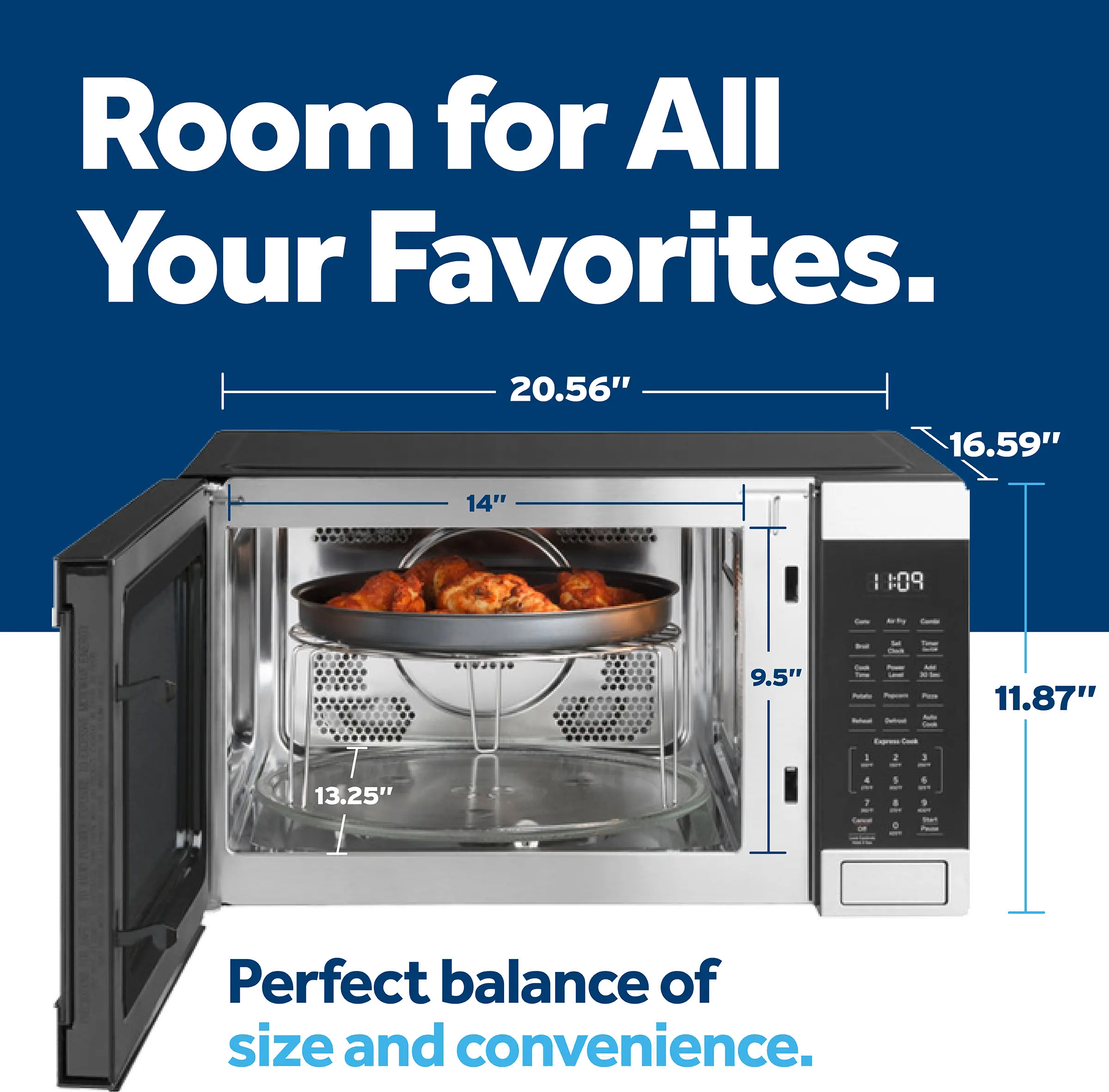 GCST10A1WSS GE 1.0 Cu Ft Countertop Convection Microwave - Stainless Steel-3
