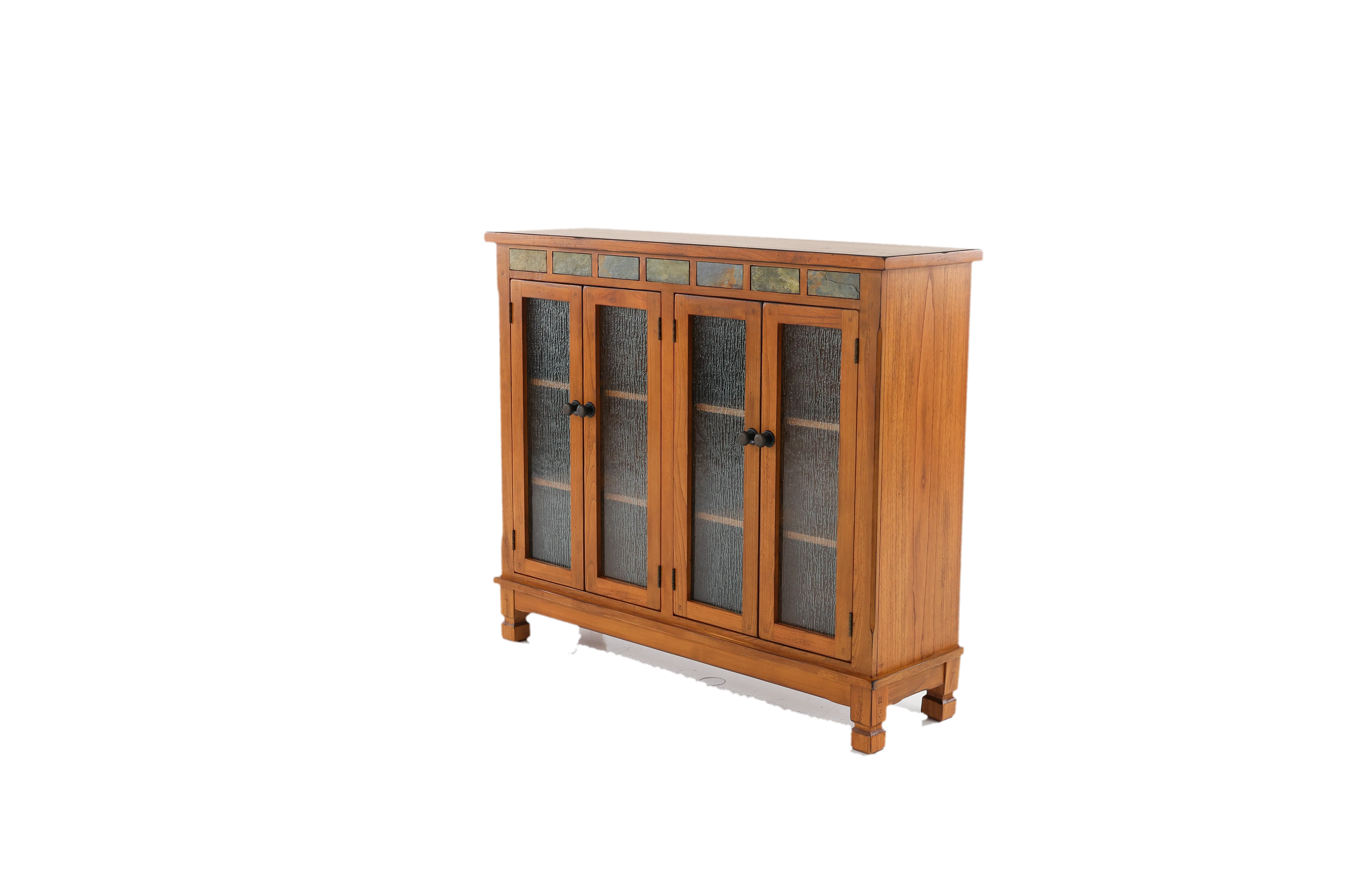 Sedona Rustic Oak Bookcase with Slate Inlays-2