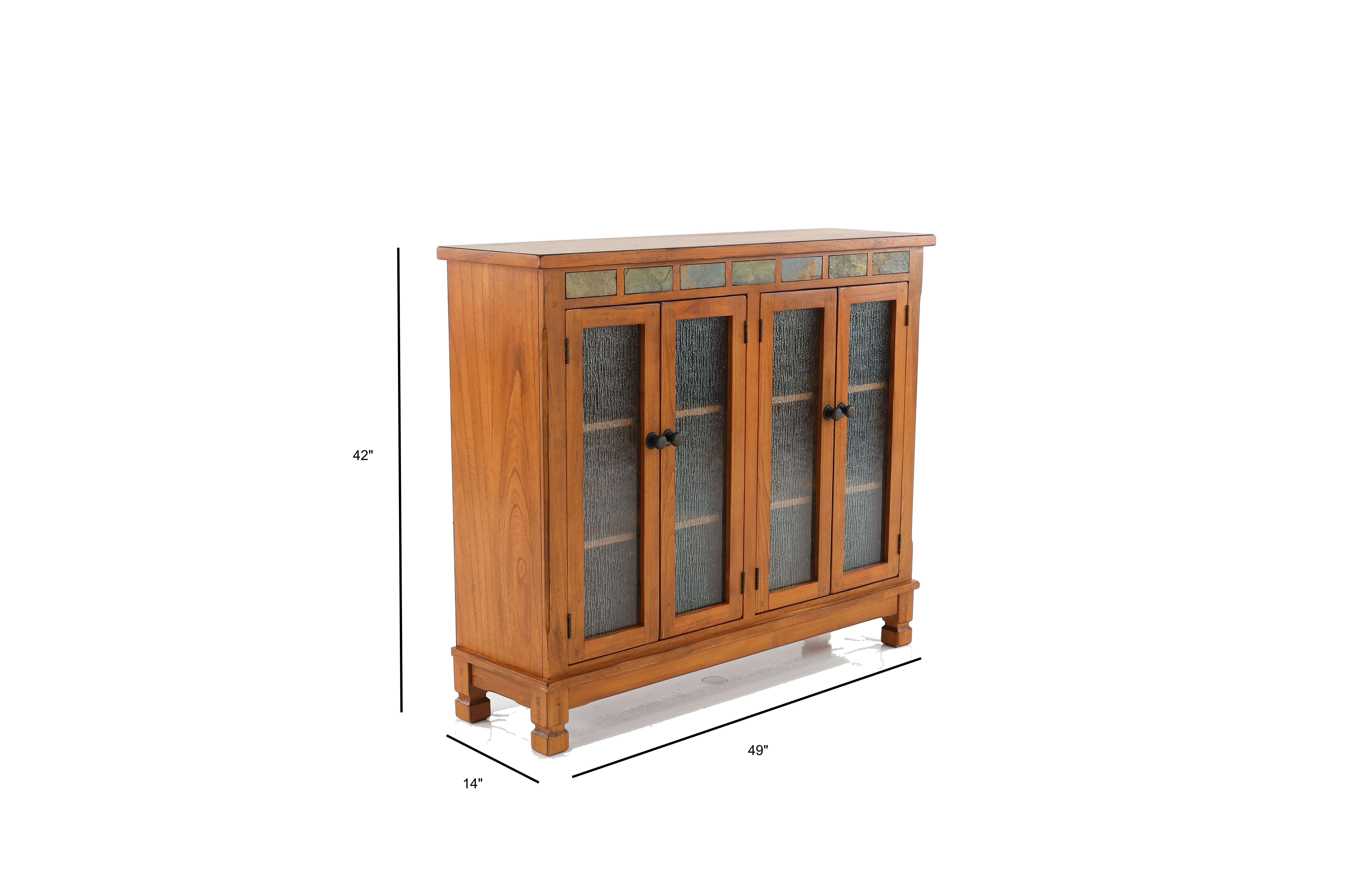 Sedona Rustic Oak Bookcase with Slate Inlays-3