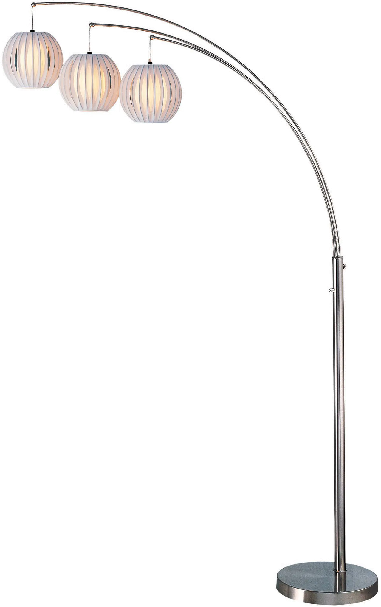 Brushed Steel 3 Arm Arc Floor Lamp-1