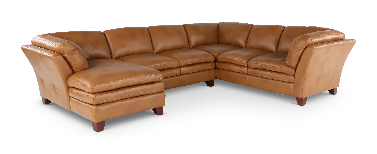 Sierra Camel Brown Leather 3-Piece Sectional-1