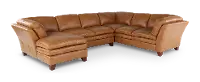 Sierra Camel Brown Leather 3-Piece Sectional
