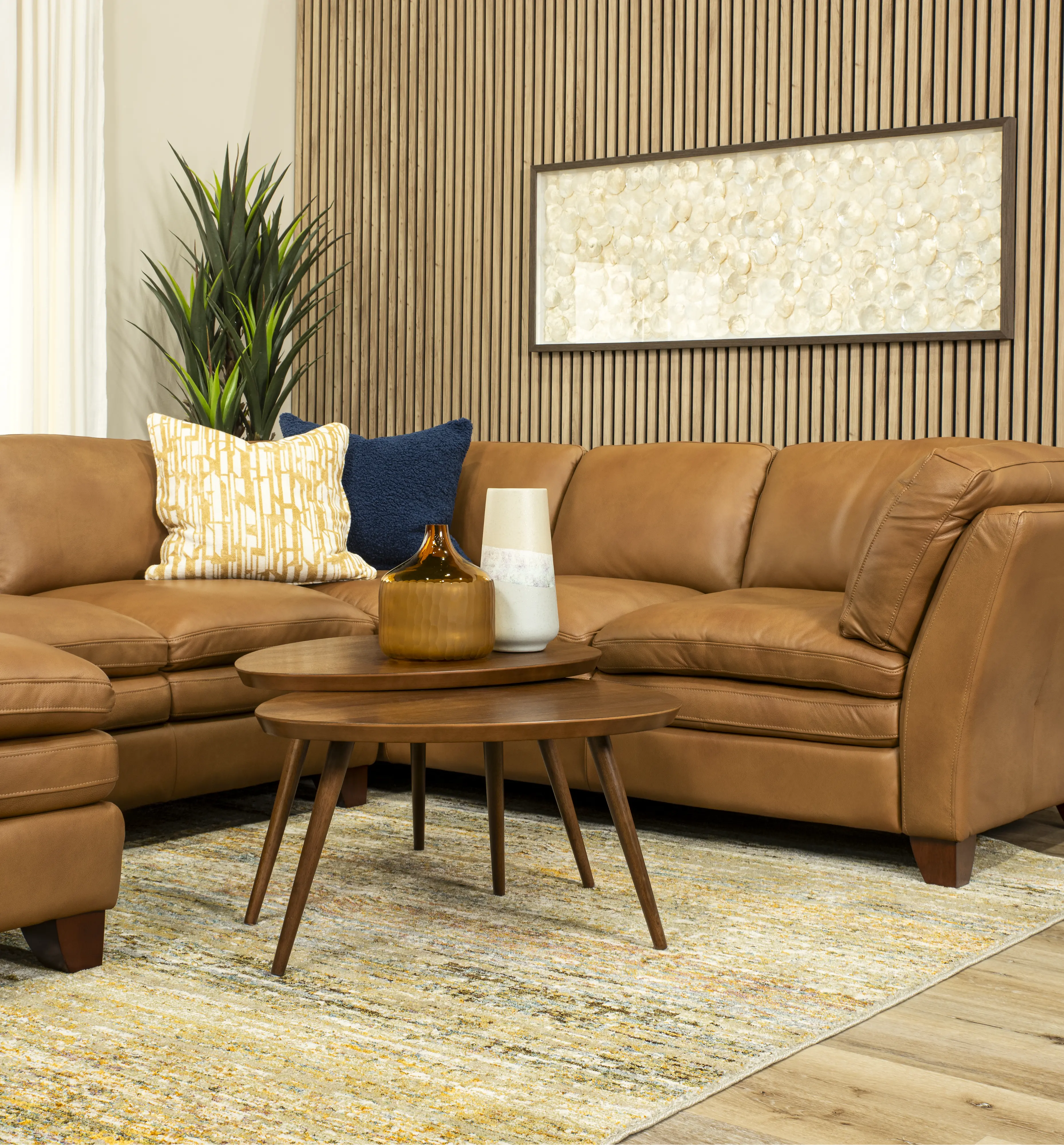 Sierra Camel Brown Leather 3-Piece Sectional-2