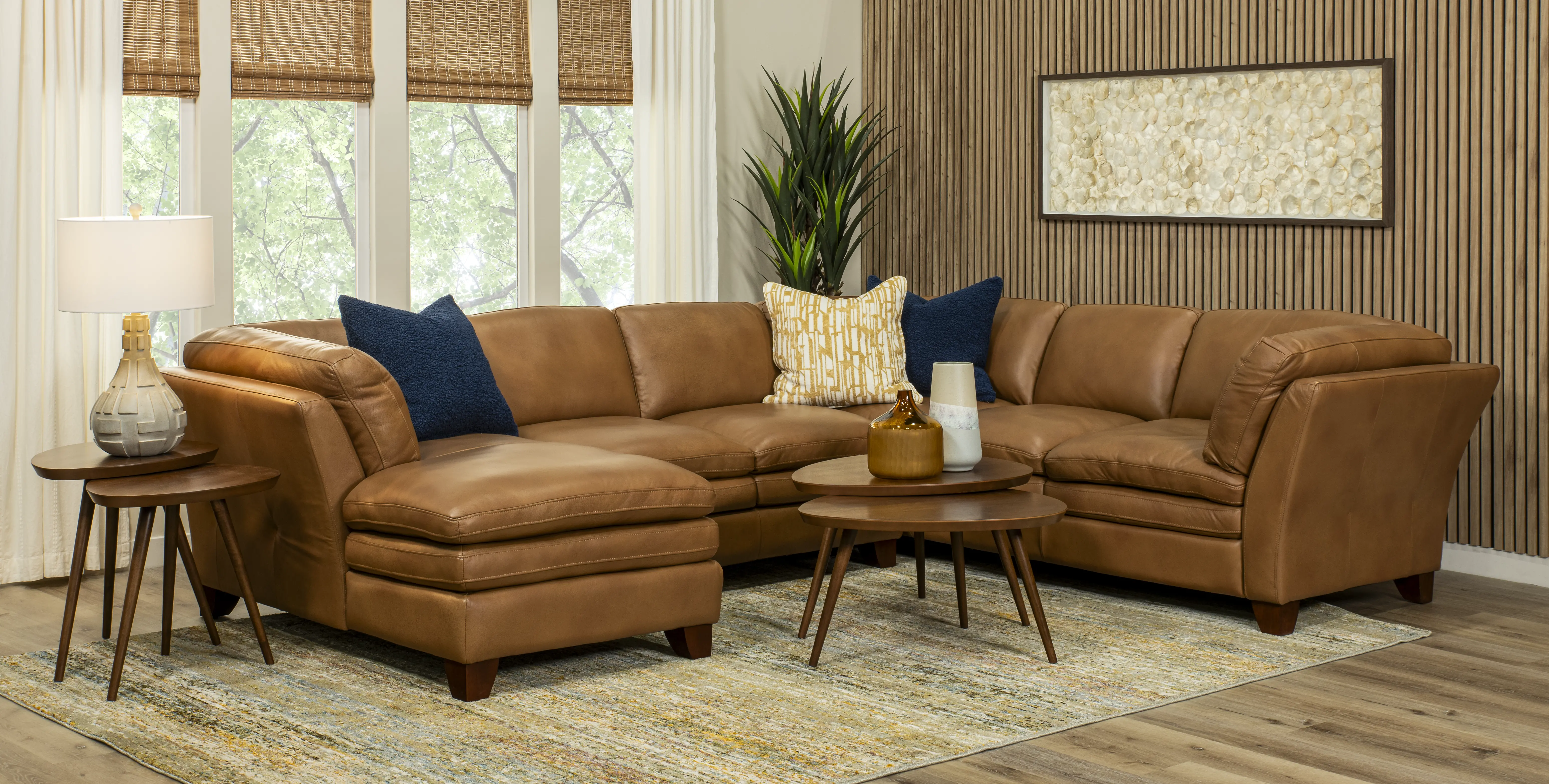 Sierra Camel Brown Leather 3-Piece Sectional-2