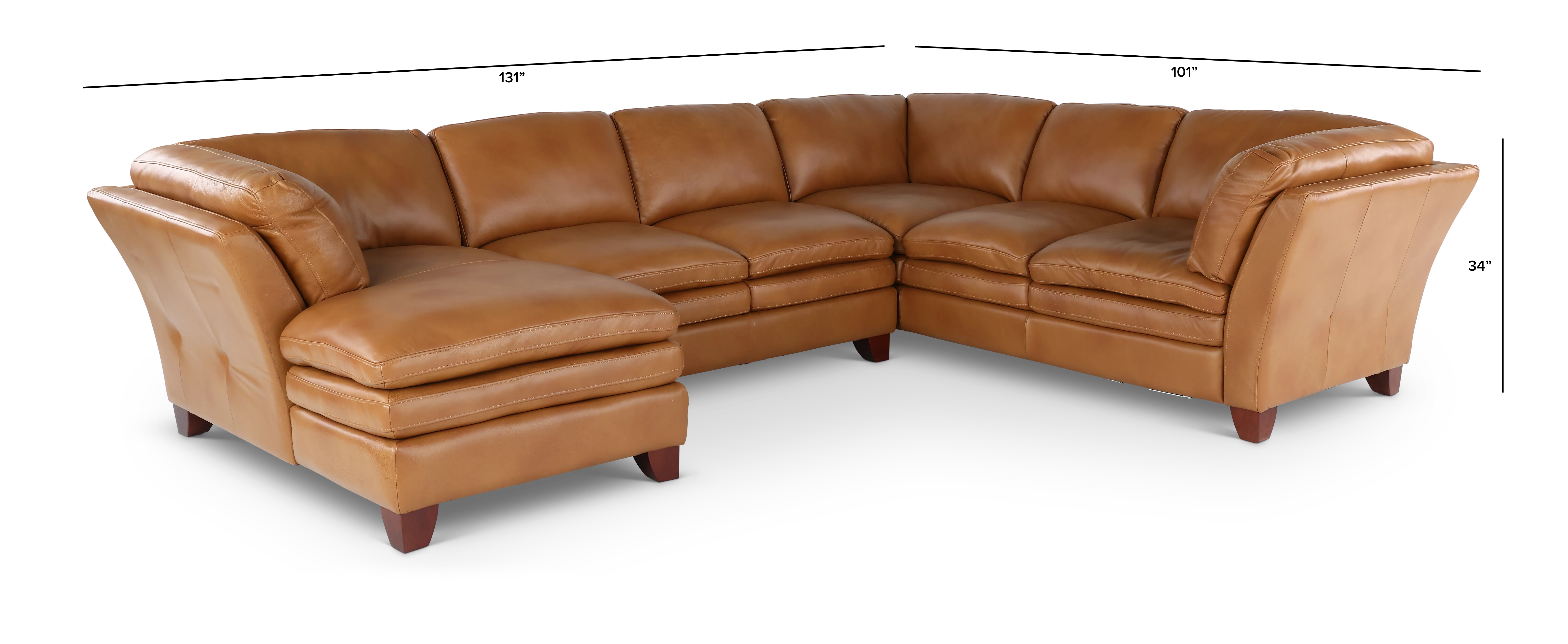 Sierra Camel Brown Leather 3-Piece Sectional-3
