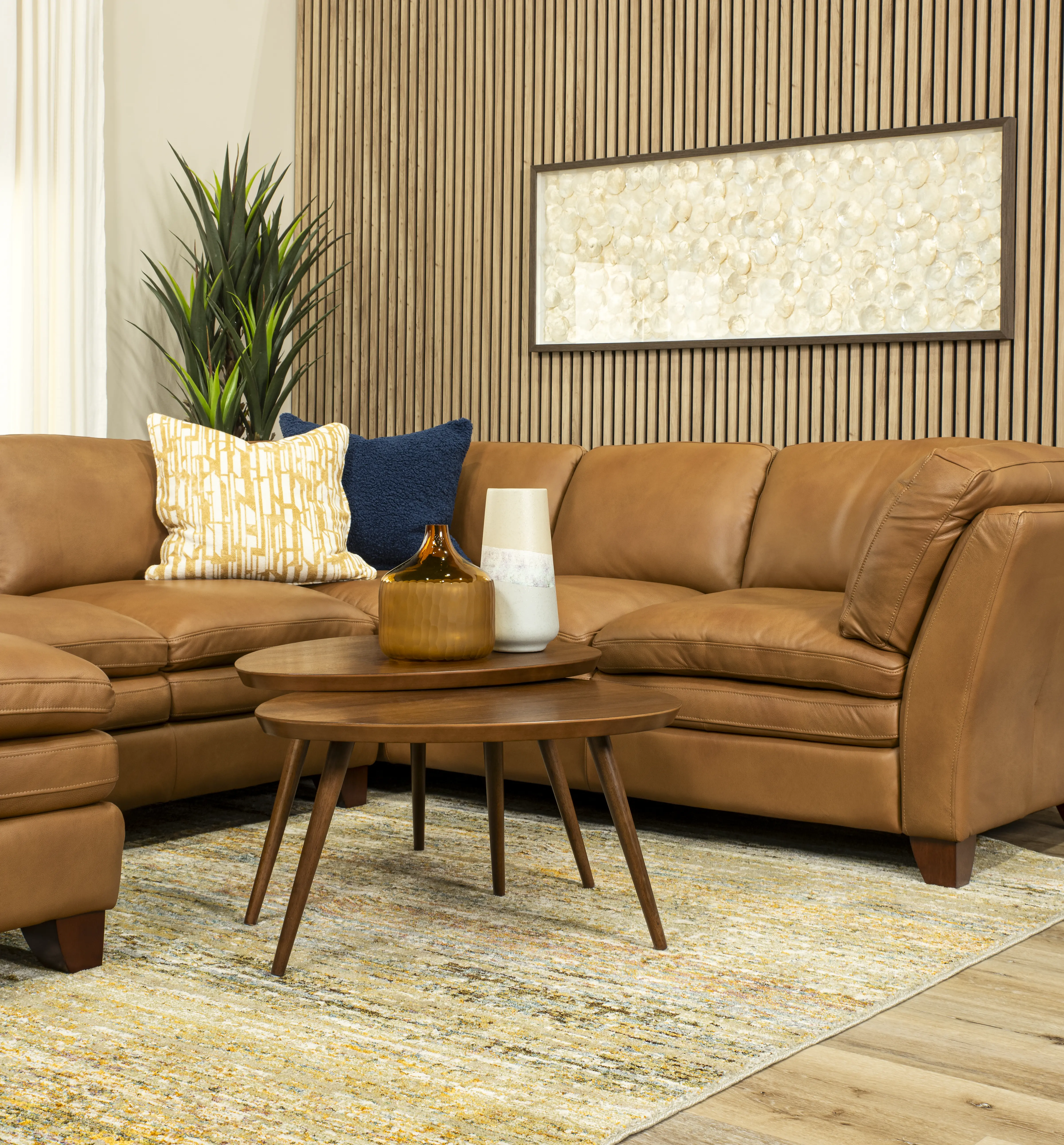 Sierra Camel Brown Leather 3-Piece Sectional-6