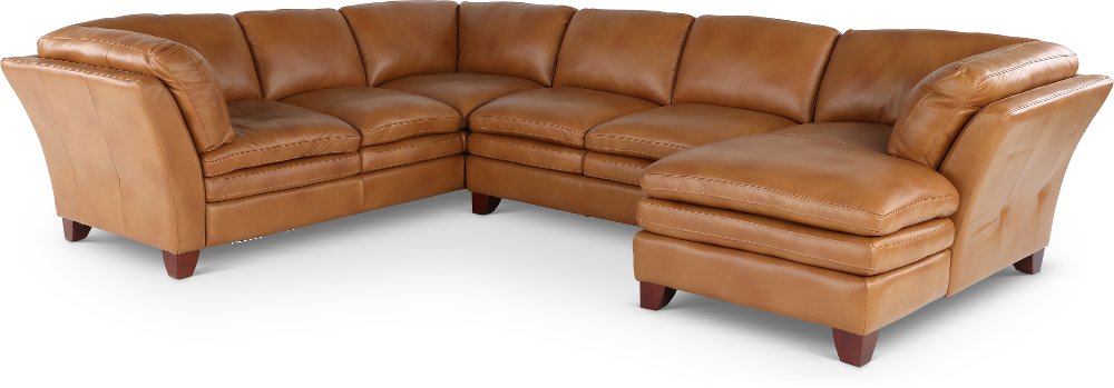 Sierra Camel Brown Leather 3 Piece Sectional