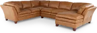 Sierra Camel Brown Leather 3 Piece Sectional