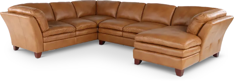 Sierra Camel Brown Leather 3 Piece Sectional