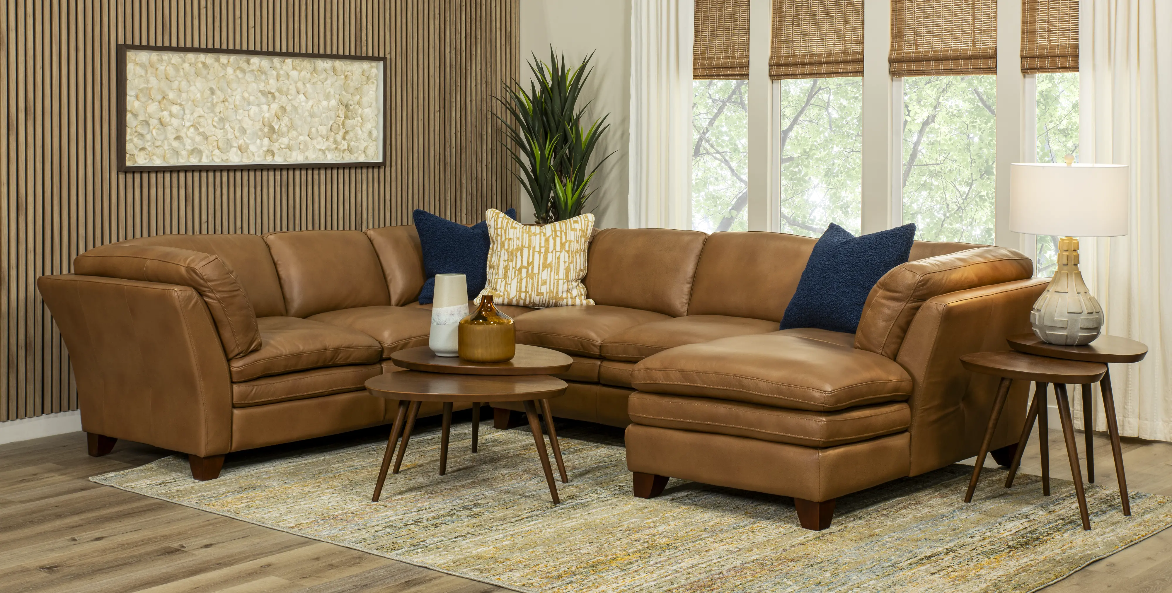 Sierra Camel Brown Leather 3 Piece Sectional-2