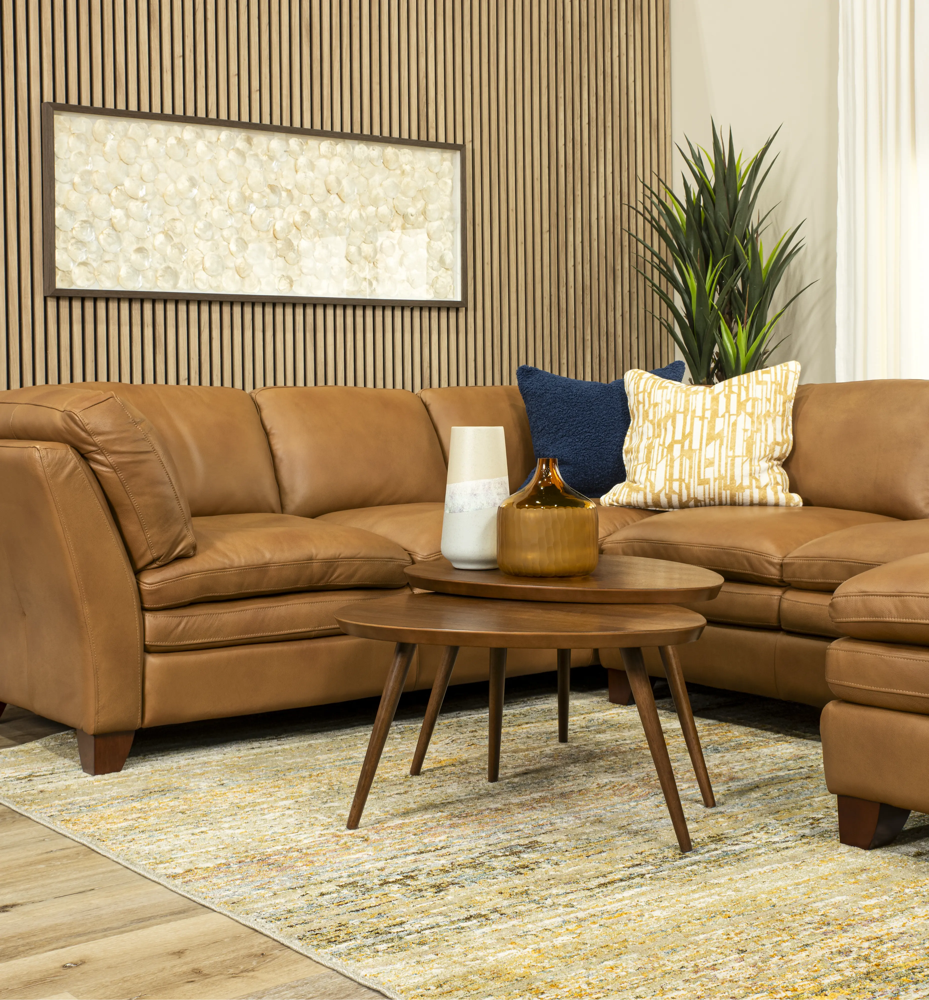 Sierra Camel Brown Leather 3 Piece Sectional-7