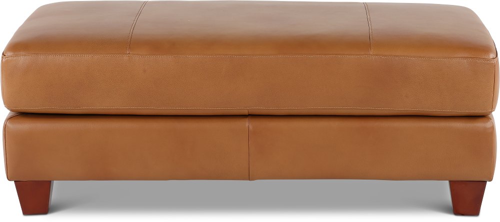 Sierra Camel Brown Leather Storage Ottoman