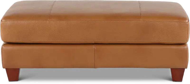 Sierra Camel Brown Leather Storage Ottoman