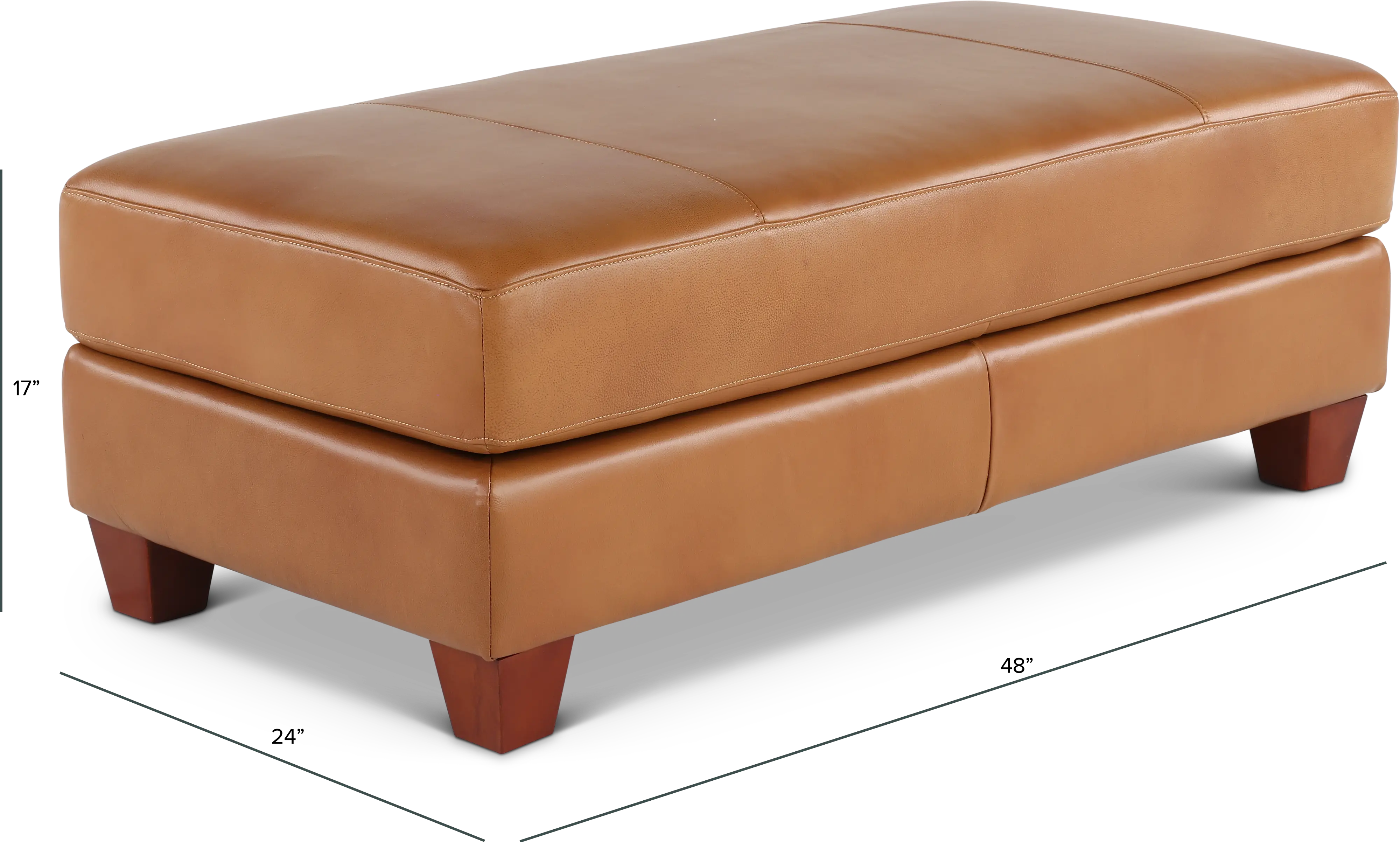 Sierra Camel Brown Leather Storage Ottoman-3
