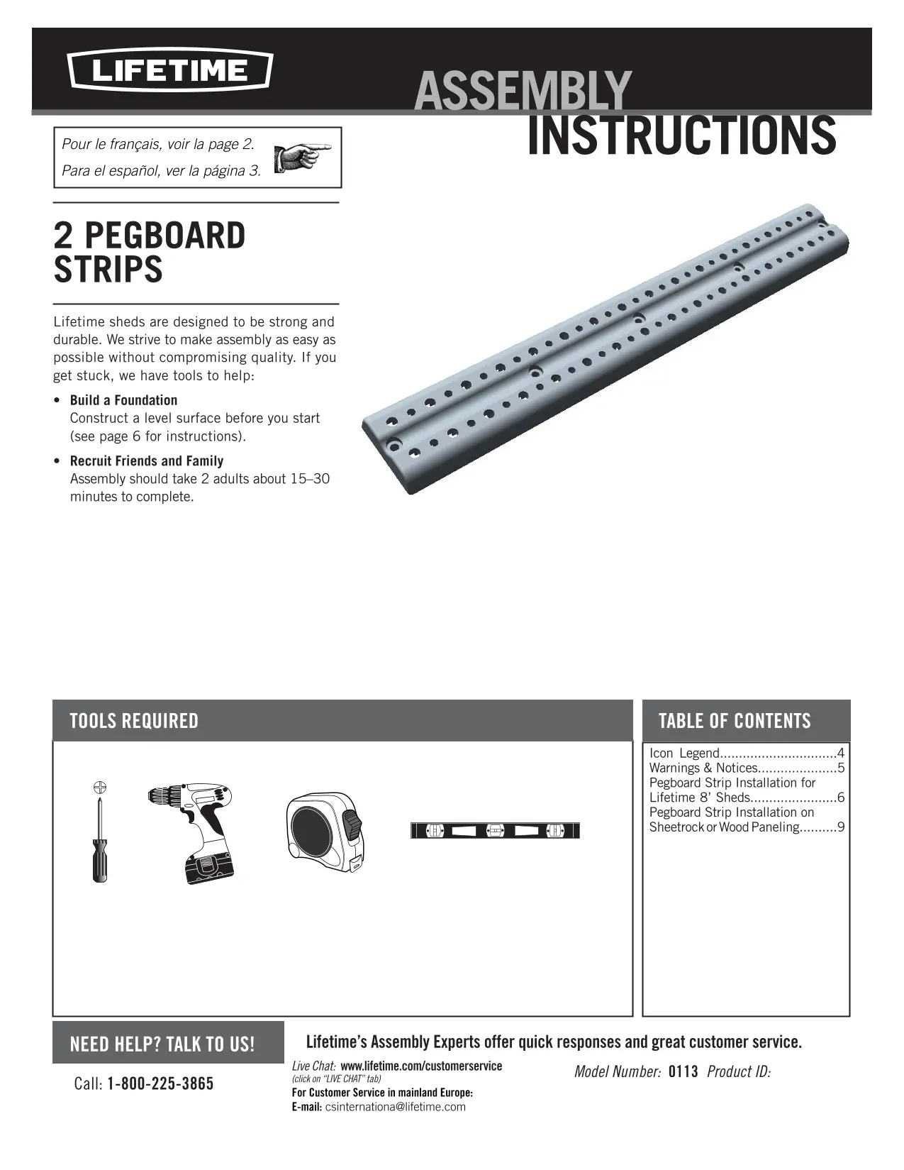 0113 Lifetime Shed 16 Inch Peg Strip Kit-9