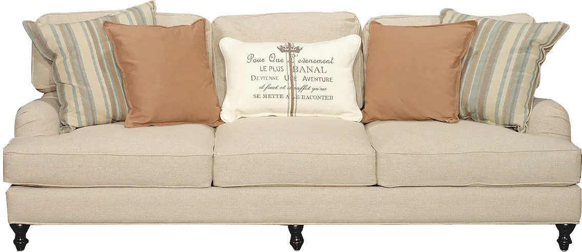 96 Inch Cream Upholstered Sofa-1