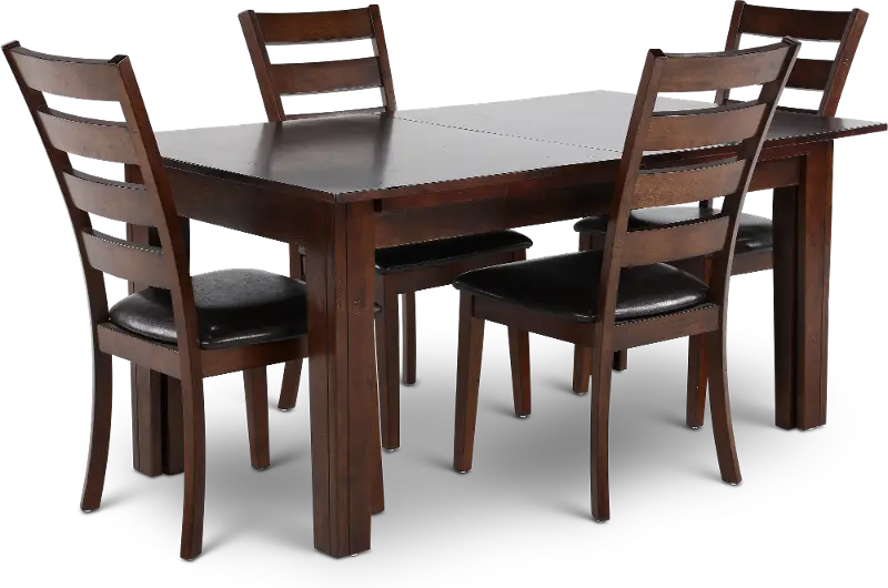 Kona Brown 5 Piece Dining Set with Ladderback Chairs