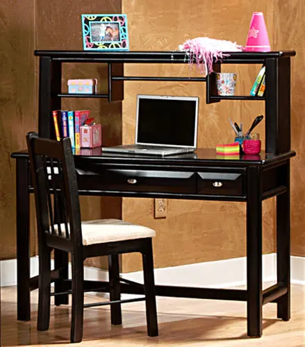 Laguna Black Contemporary Desk & Hutch-1
