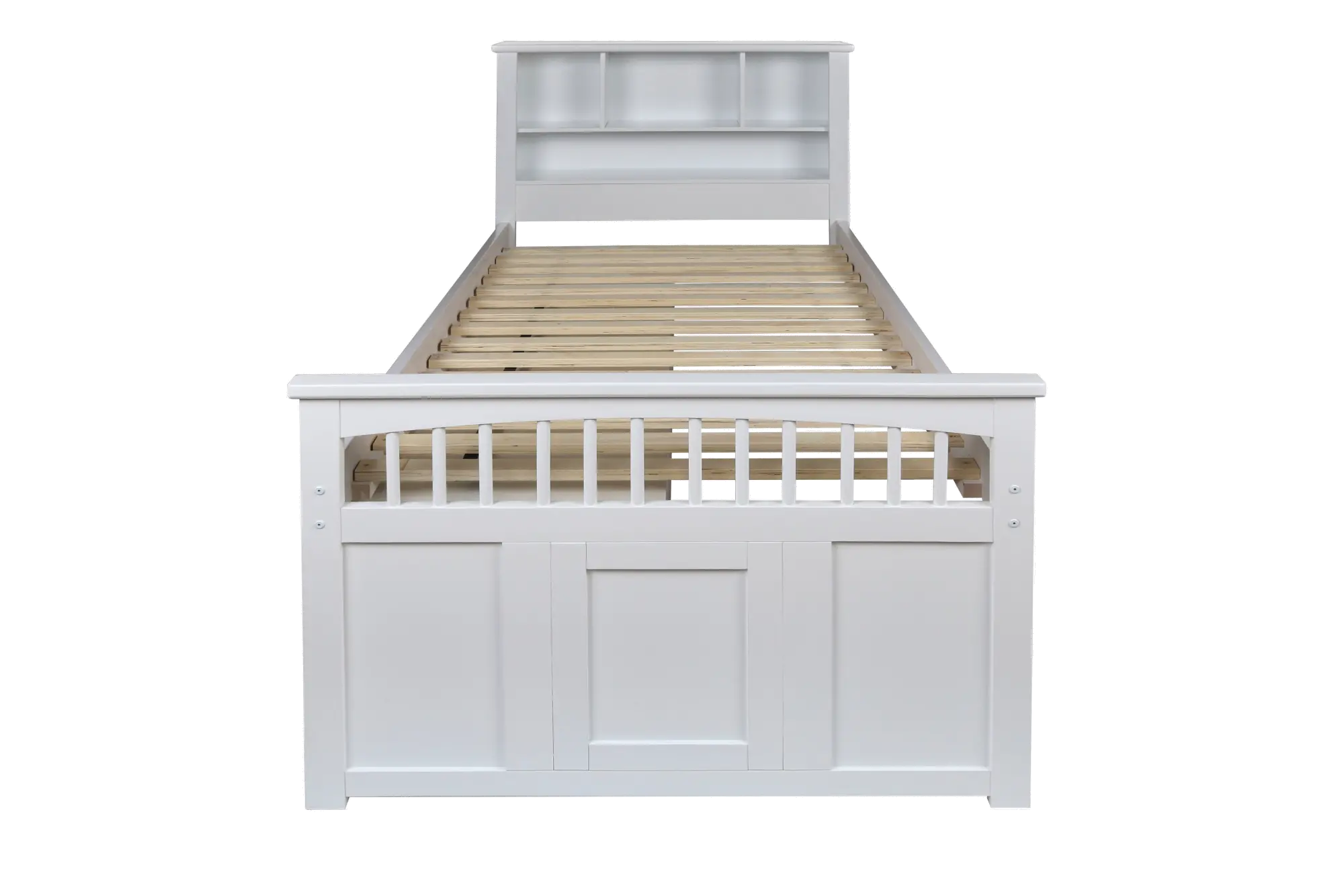 Classic White Twin Storage Bed with 1 Side Storage Drawers - Bayfront-1