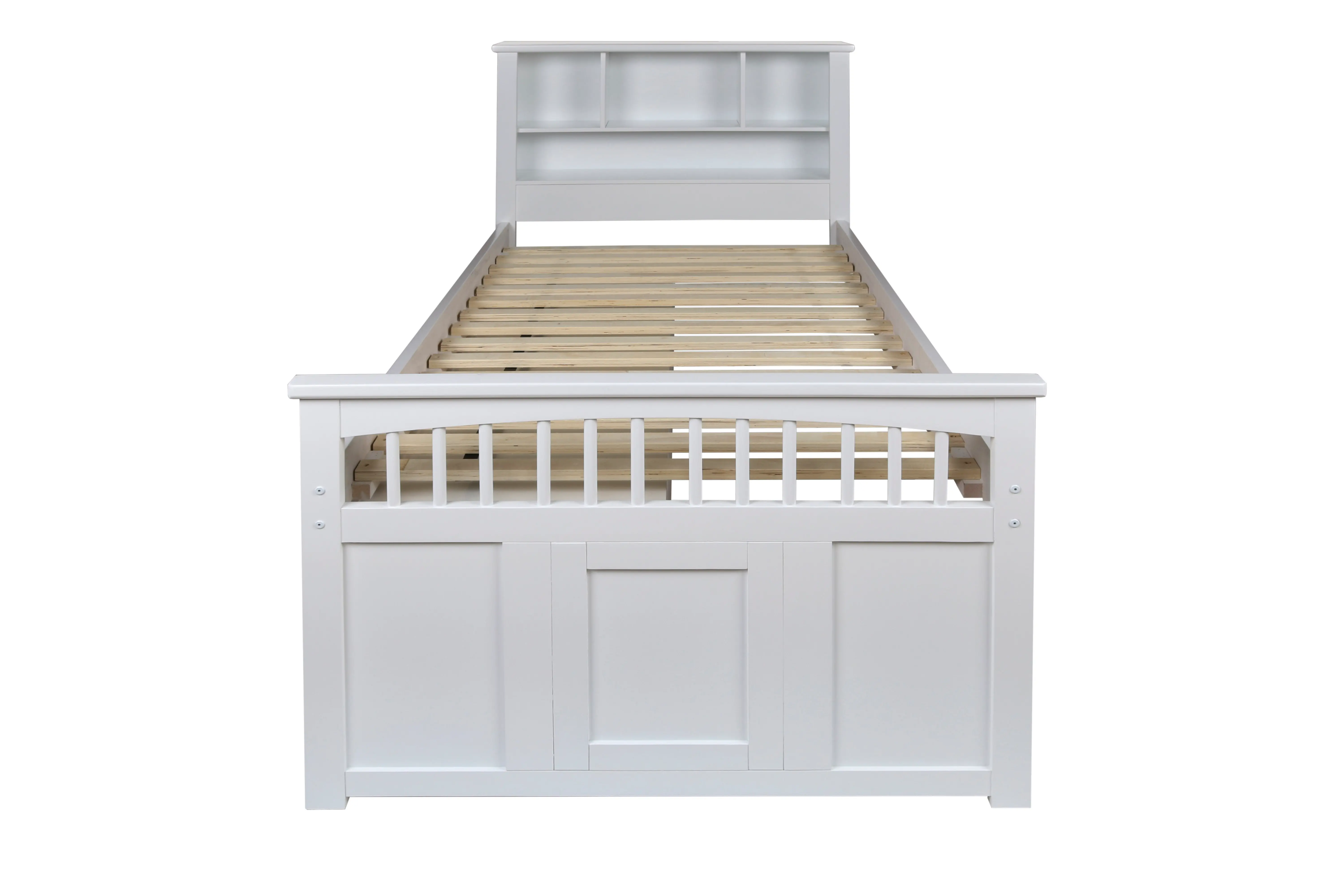 Classic White Twin Storage Bed with 1 Side Storage Drawers - Bayfront-2