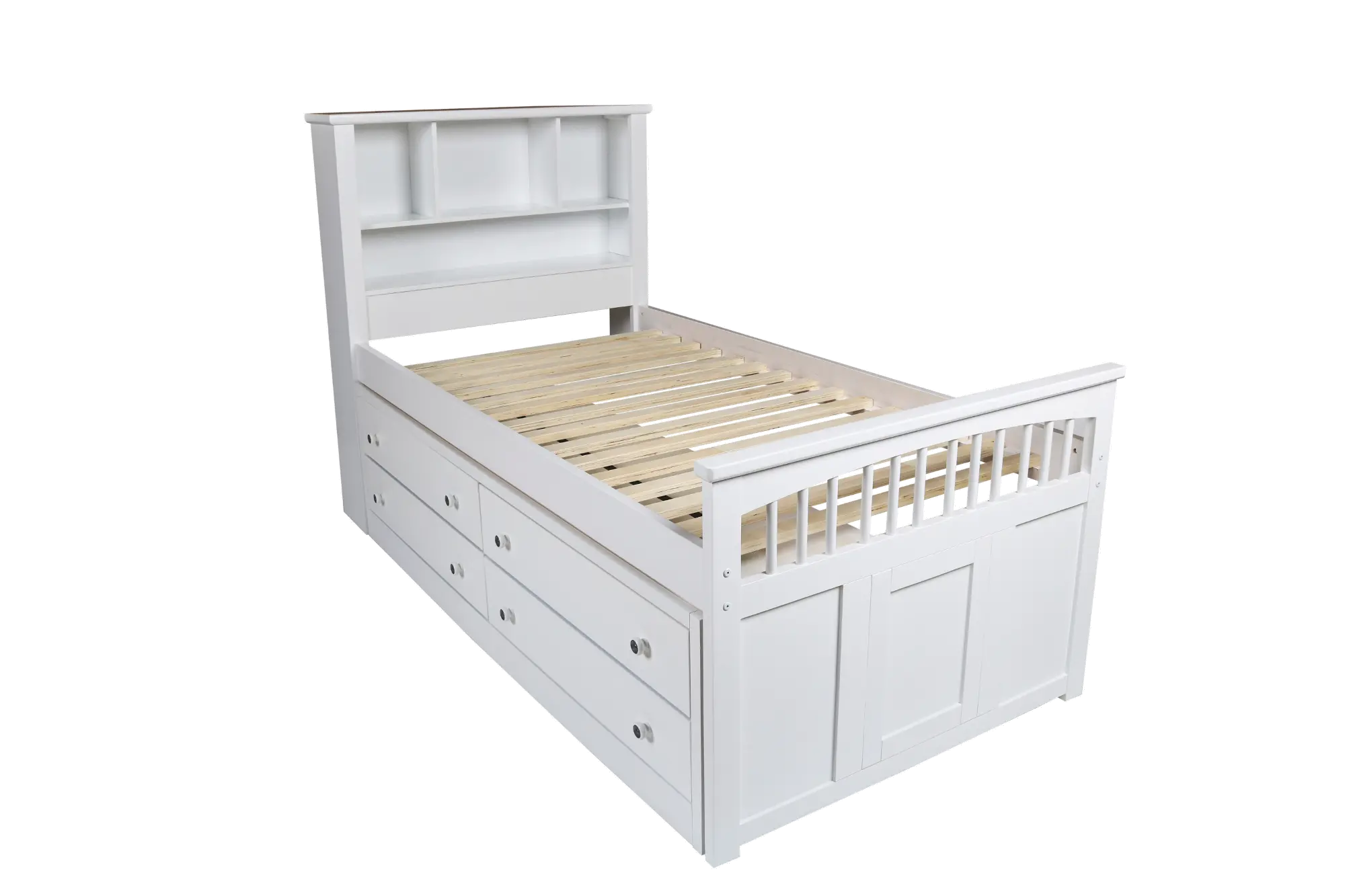 Classic White Twin Storage Bed with 1 Side Storage Drawers - Bayfront-3