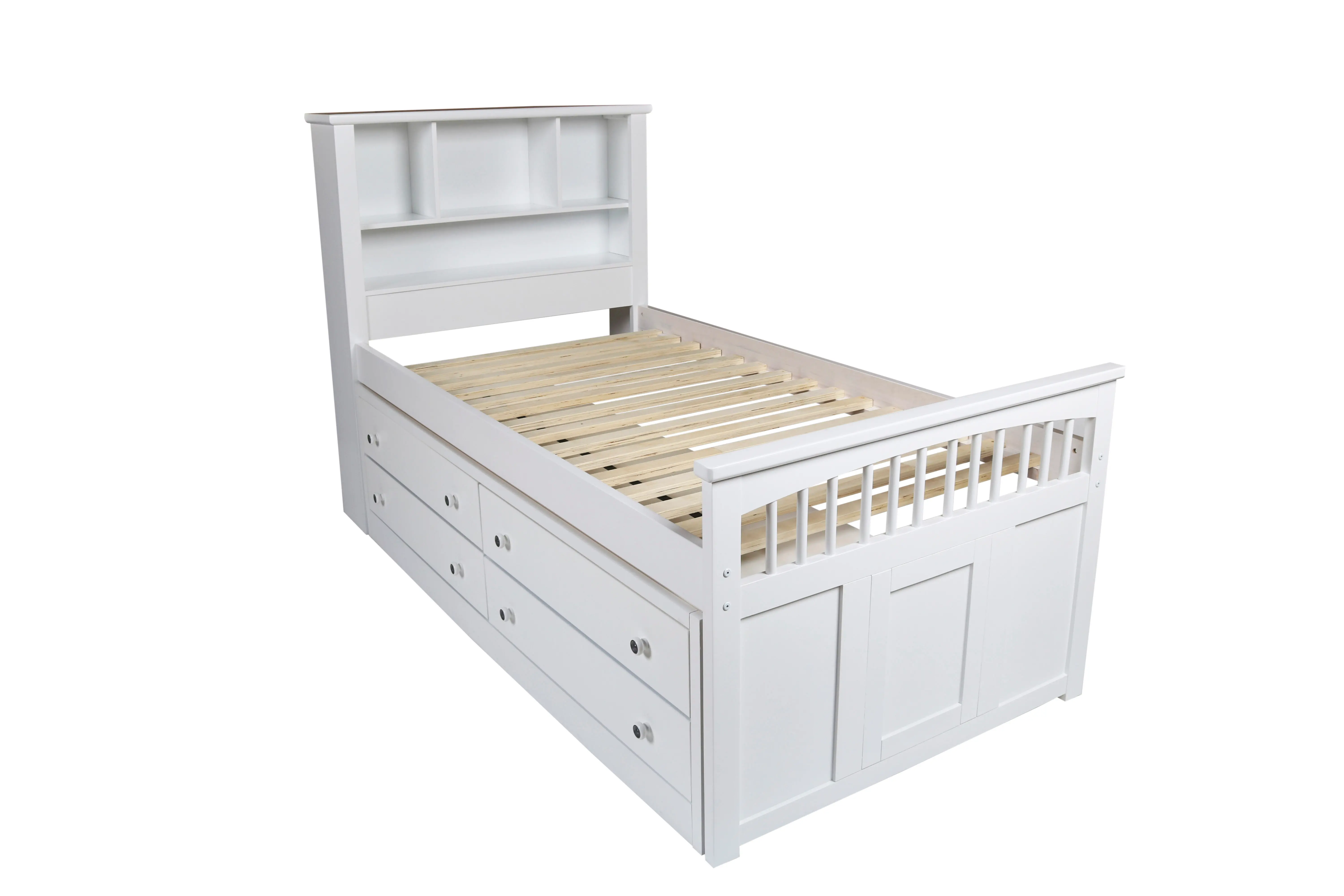 Classic White Twin Storage Bed with 1 Side Storage Drawers - Bayfront-4