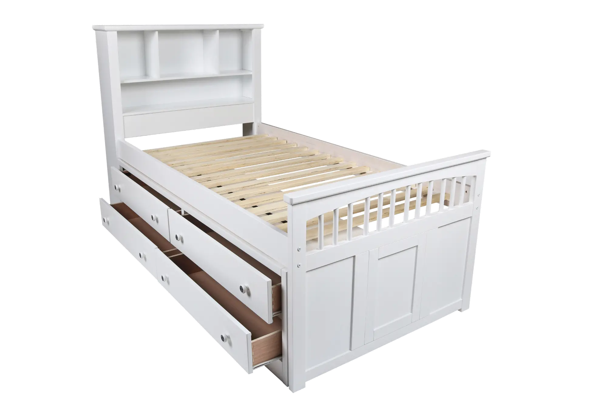 Classic White Twin Storage Bed with 1 Side Storage Drawers - Bayfront-5