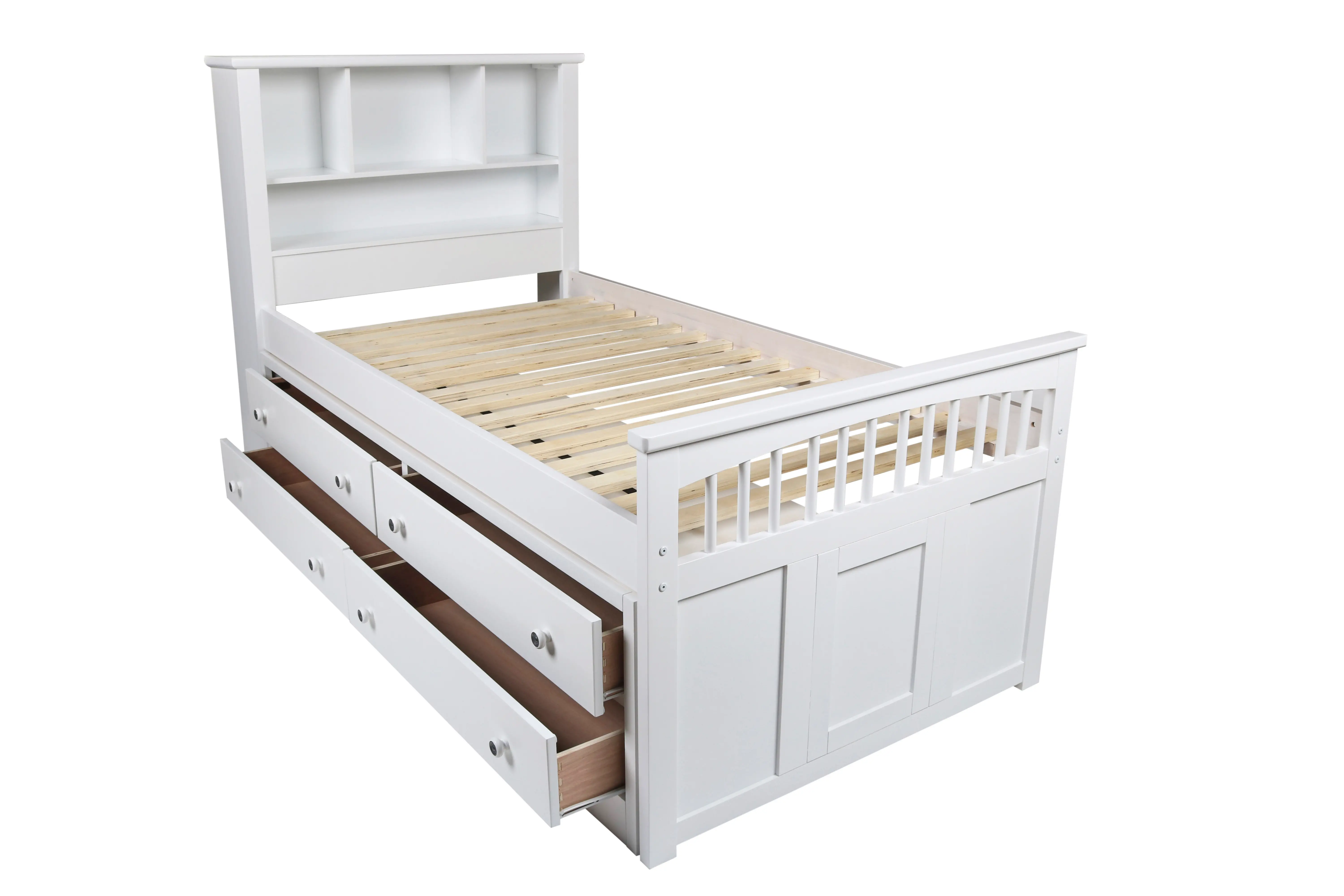 Classic White Twin Storage Bed with 1 Side Storage Drawers - Bayfront-6