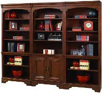 Richmond 3 Piece Cherry Brown Bookcase Wall