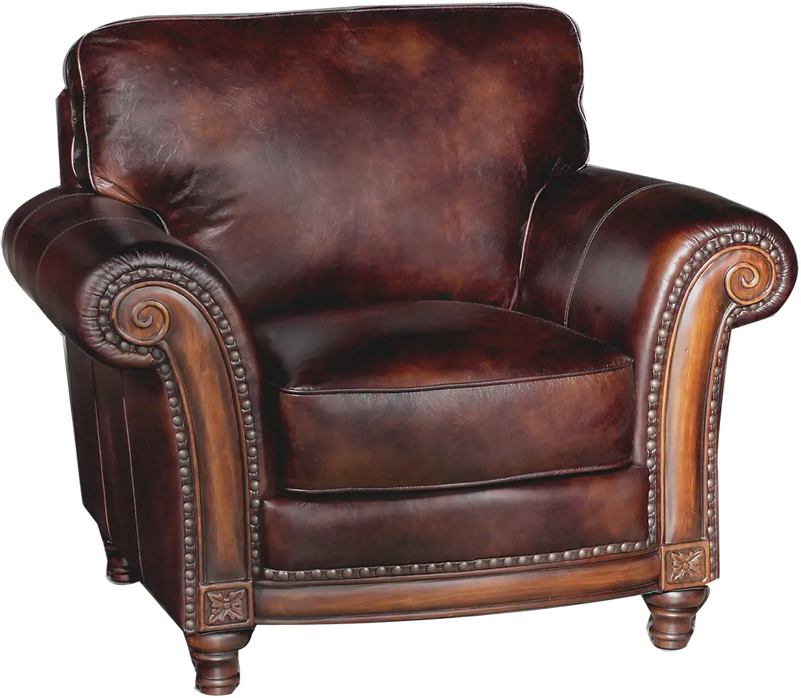 Classic Traditional Brown Leather Chair - Toberlone-1
