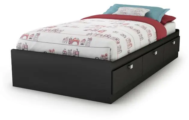 3270080 Spark Contemporary Black Twin Storage Bed - South Shore-1