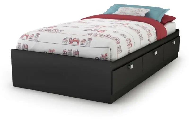 Spark Contemporary Black Twin Storage Bed - South Shore