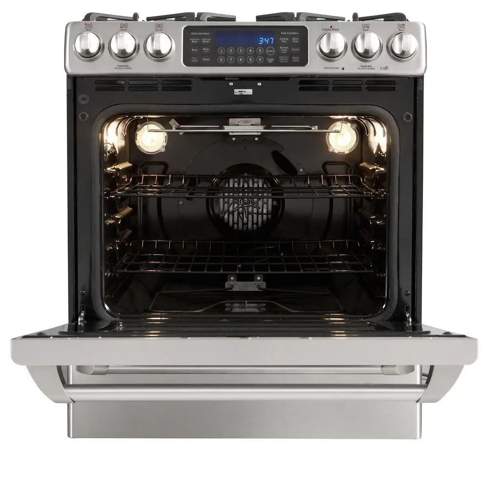 C2S985SETSS Cafe Series 30 Inch Stainless Steel 5.4 cu. ft. Slide-in Gas Range-1