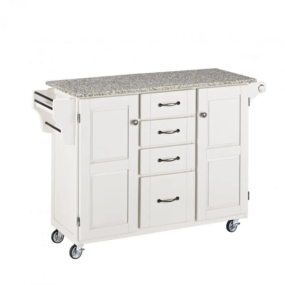9100-1023 White Kitchen Cart with White and Black Granite Top - Create-a-Cart-2