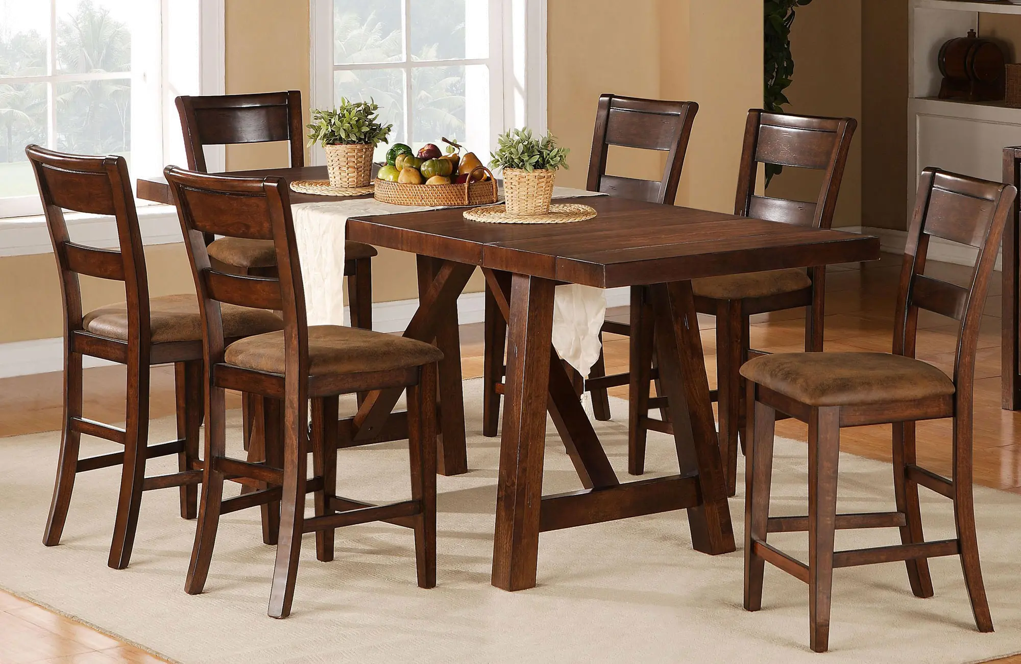Burnished Mango Brown 5 Piece Counter Height Dining Set - Veca-1