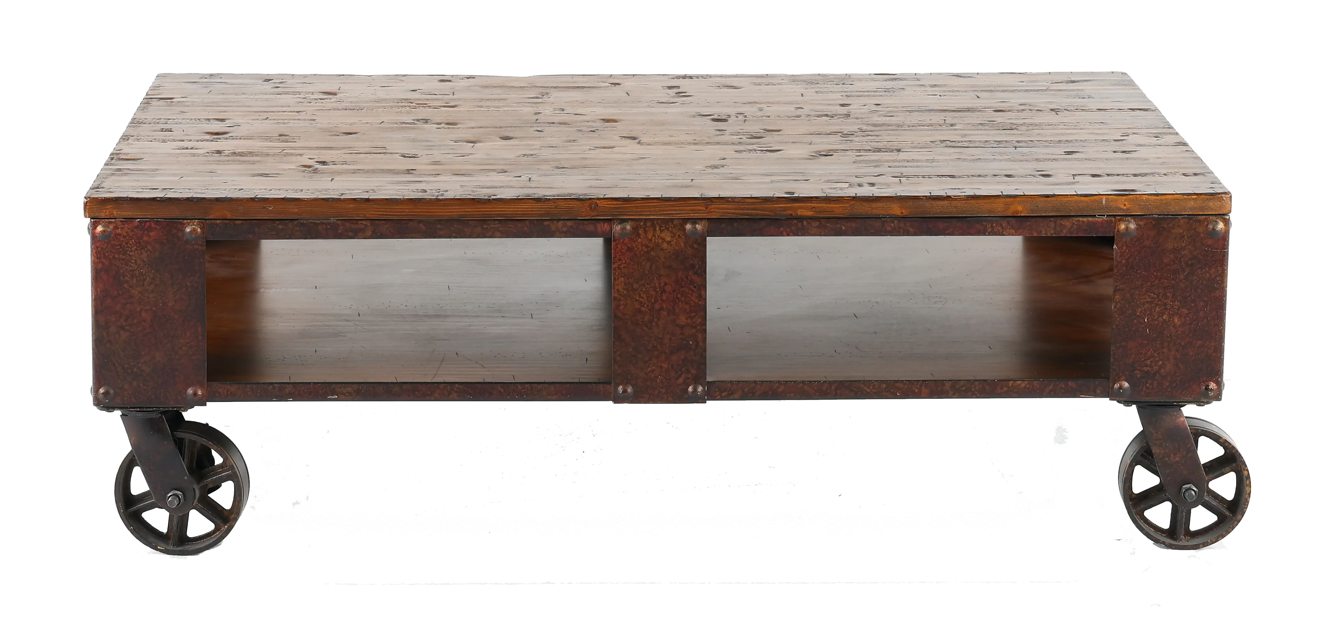 Pinebrook Brown Coffee Table on Wheels-1