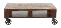 Pinebrook Brown Coffee Table on Wheels
