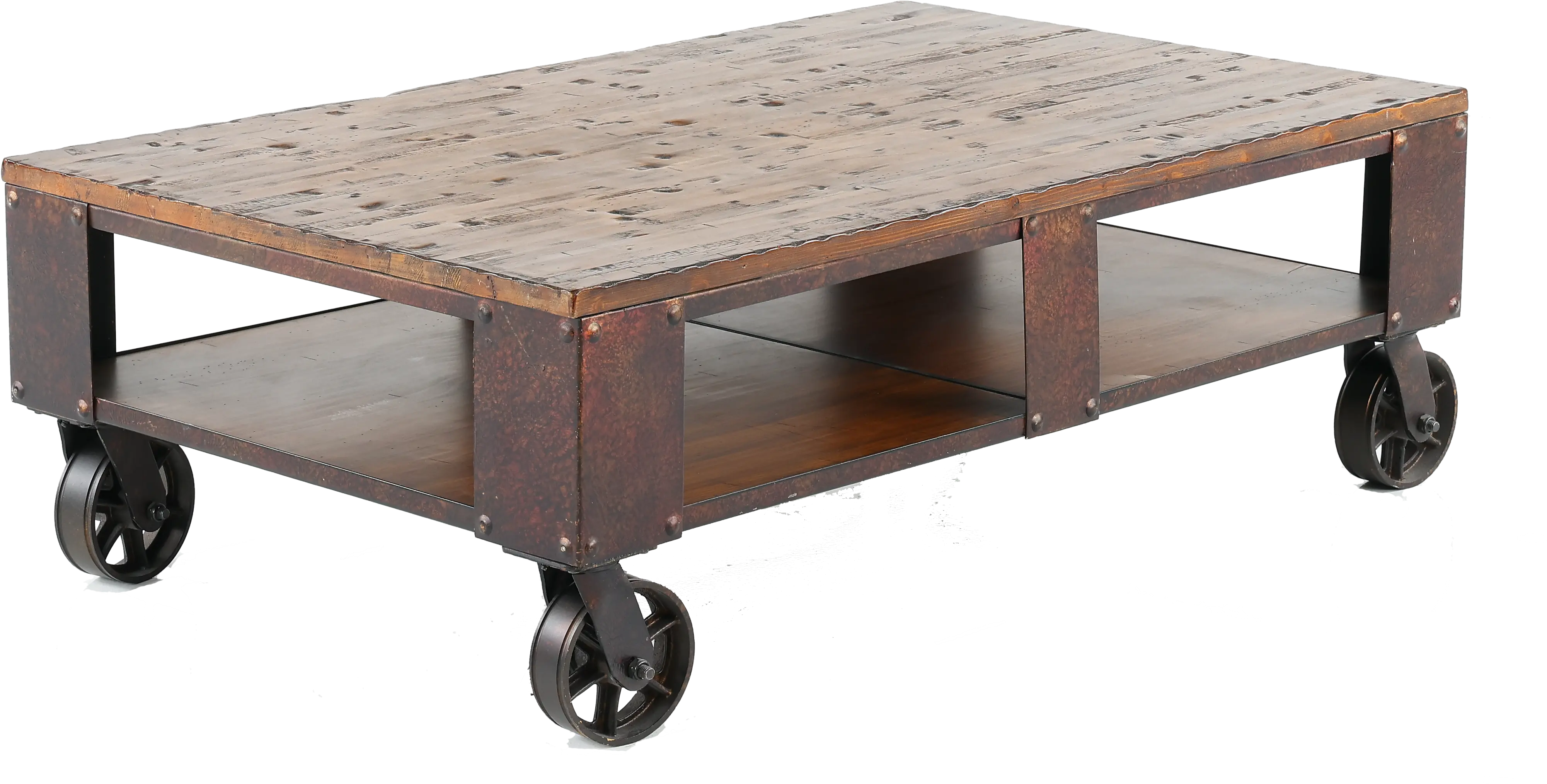Pinebrook Brown Coffee Table on Wheels-3