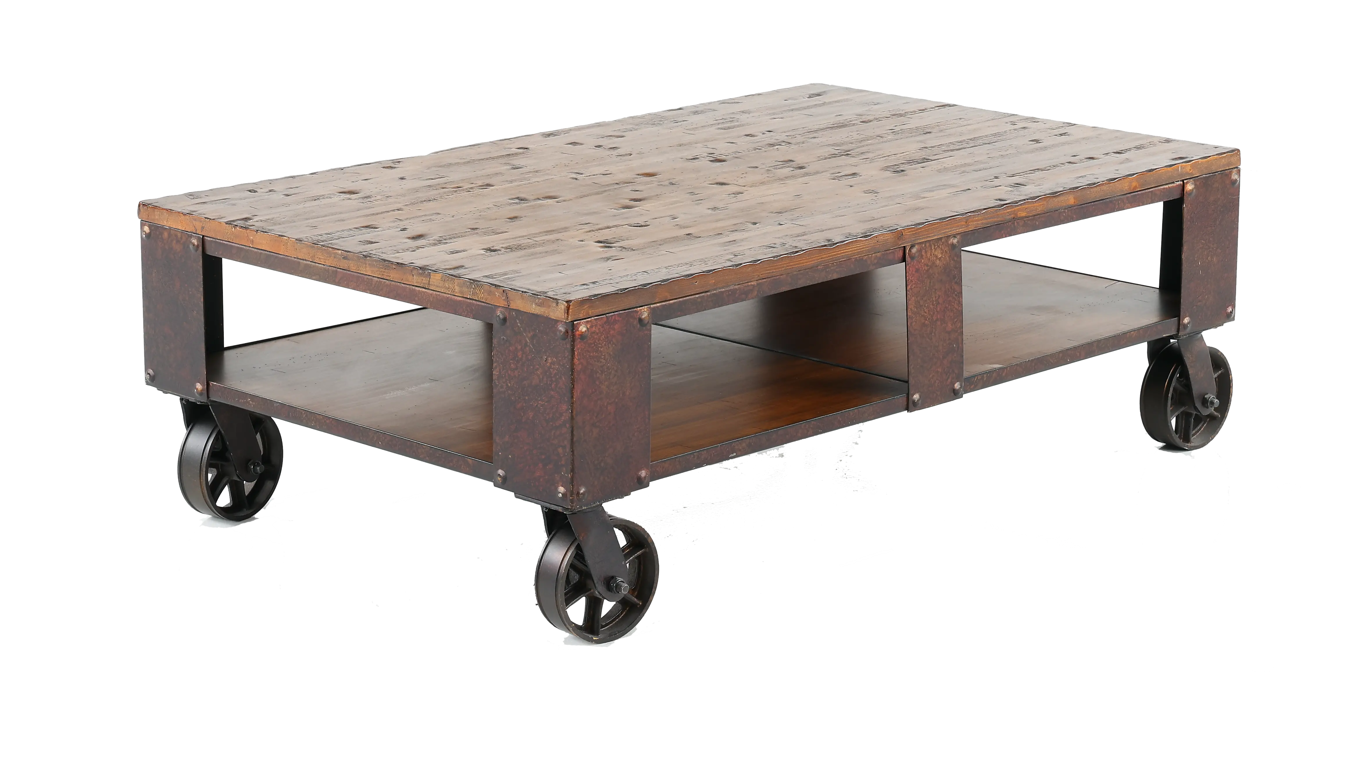 Pinebrook Brown Coffee Table on Wheels-2