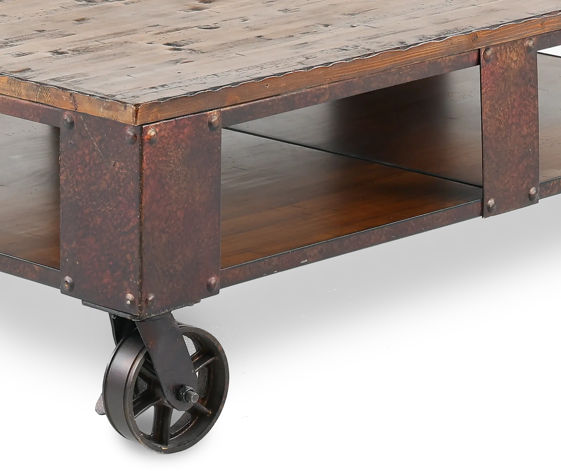 Pinebrook Brown Coffee Table on Wheels-2