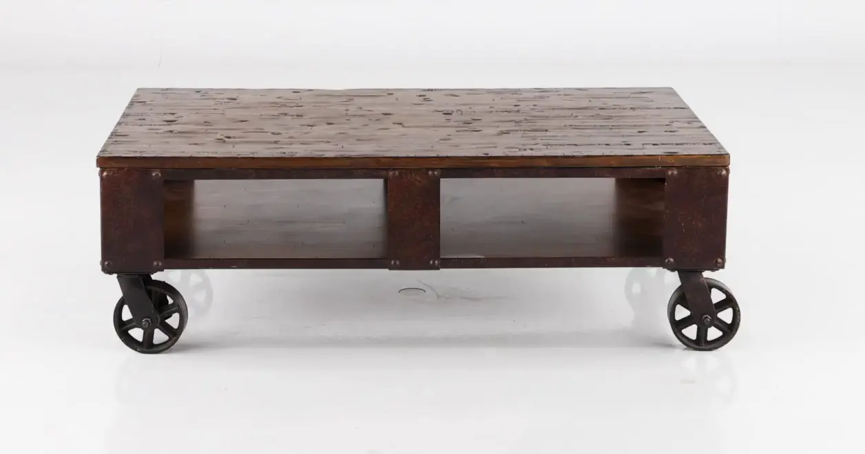 Pinebrook Brown Coffee Table on Wheels-5