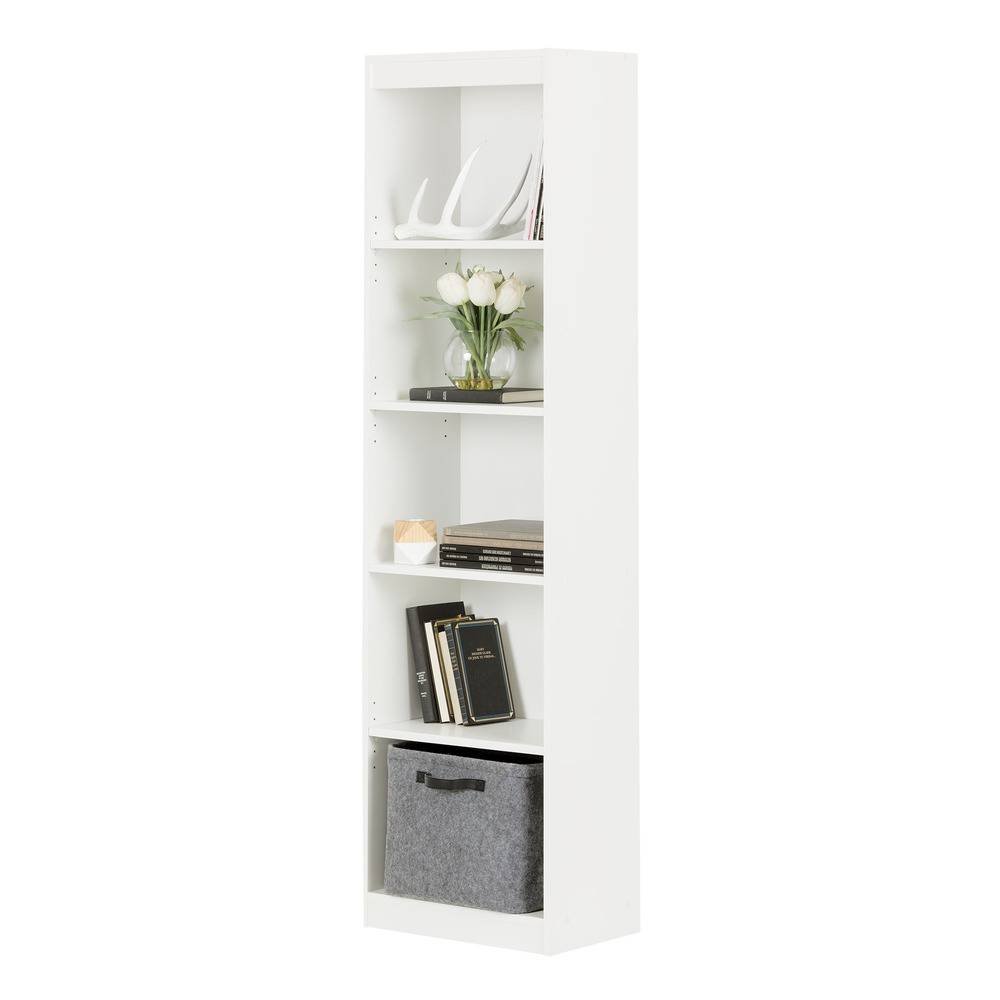 Axess White 5-Shelf Narrow Bookcase - South Shore