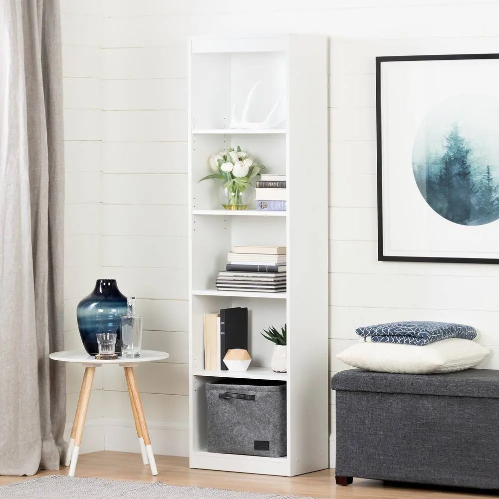 7250758 Axess White 5-Shelf Narrow Bookcase - South Shore-2